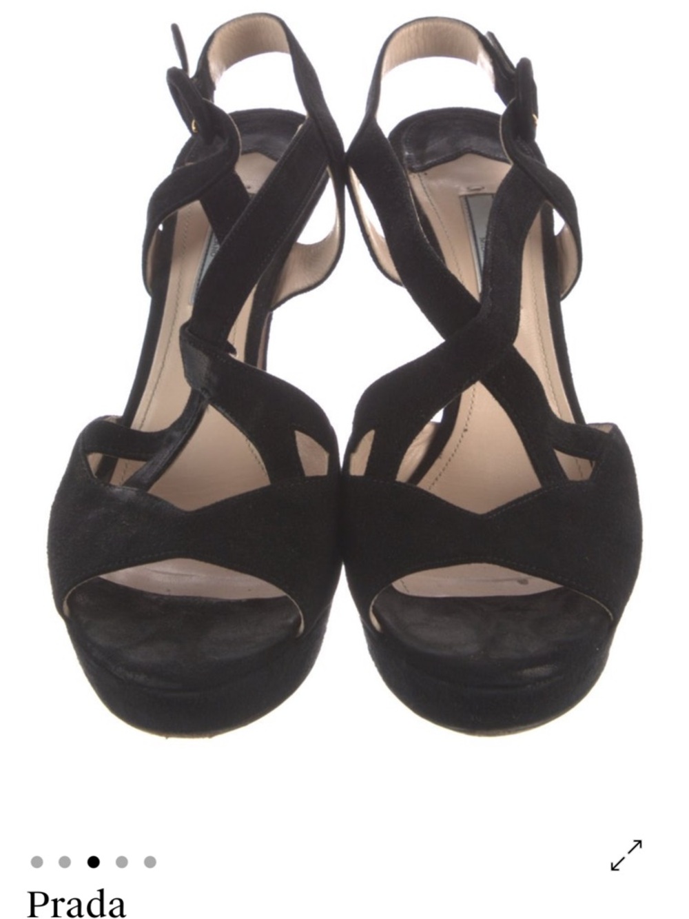 Prada Black Suede Crisscross Platform Sandals